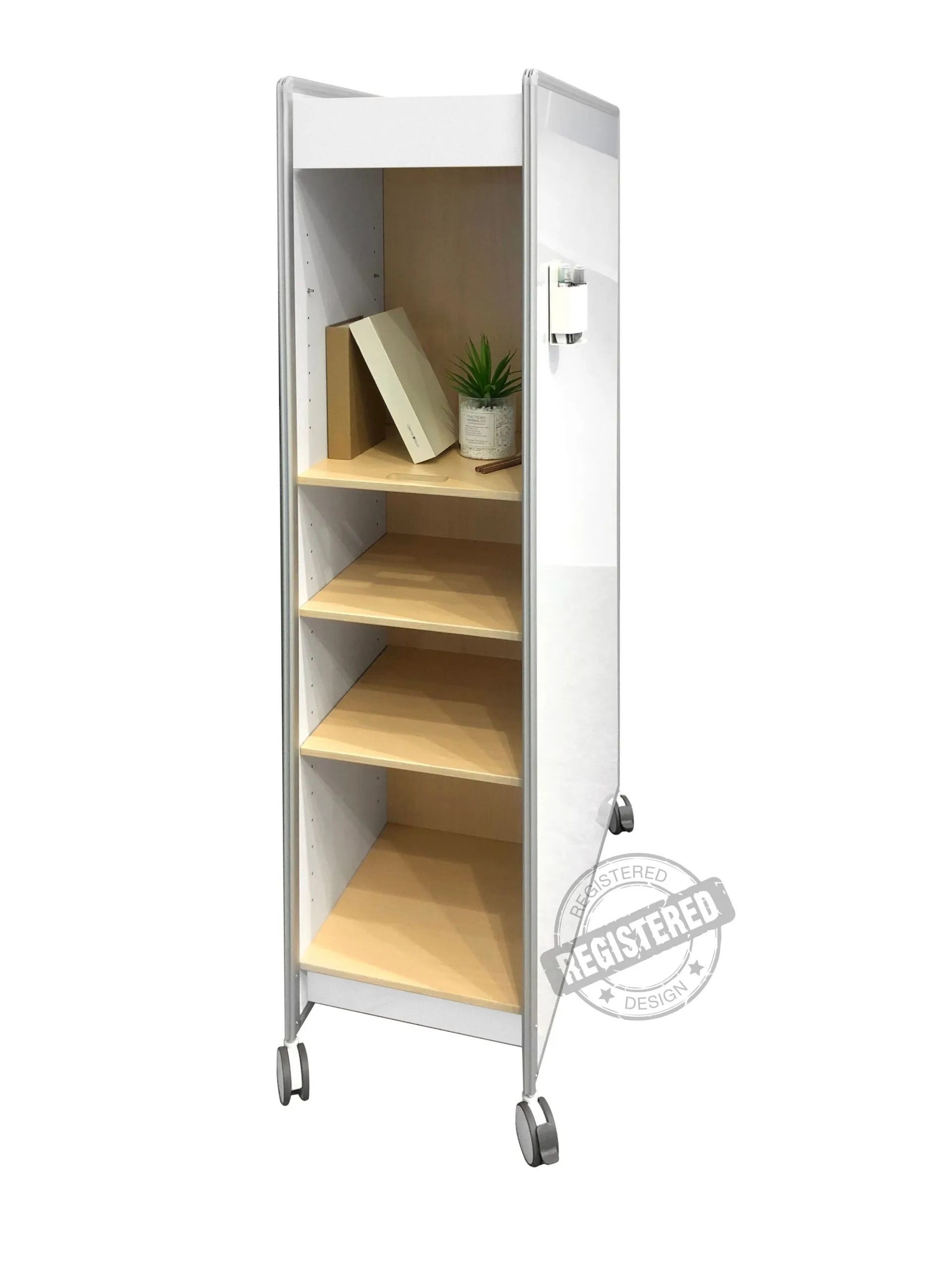 Agile Huddle Double Whiteboard Mobile Unit – With Adjustable Shelves - Image 2