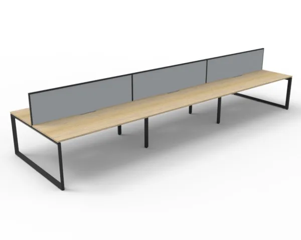 Agile Infinity Back-to-Back Desk – 6 Person – With Screens